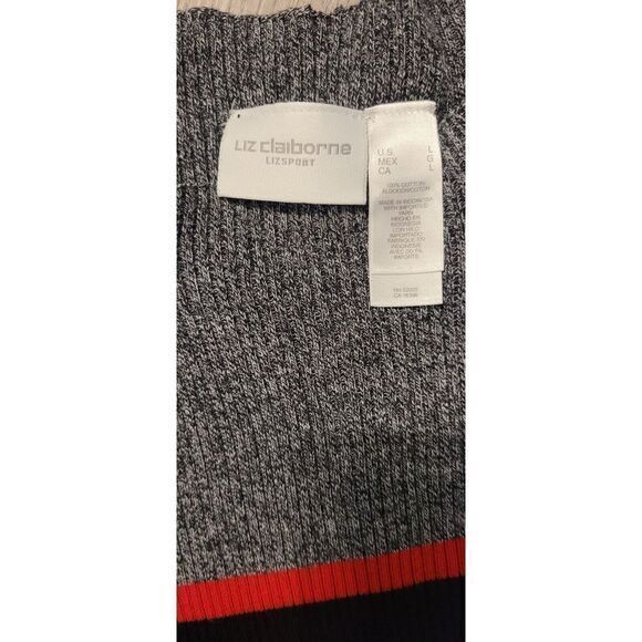 Liz Claiborne Lizsport Pullover‎ Short Sleeve Sweater Black Gray Red Size Large - Picture 5 of 7